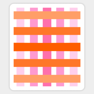 Pink and Orange, Plaid, Stripes, Grid Sticker